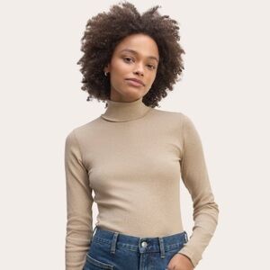 Everlane tan tissue turtleneck top